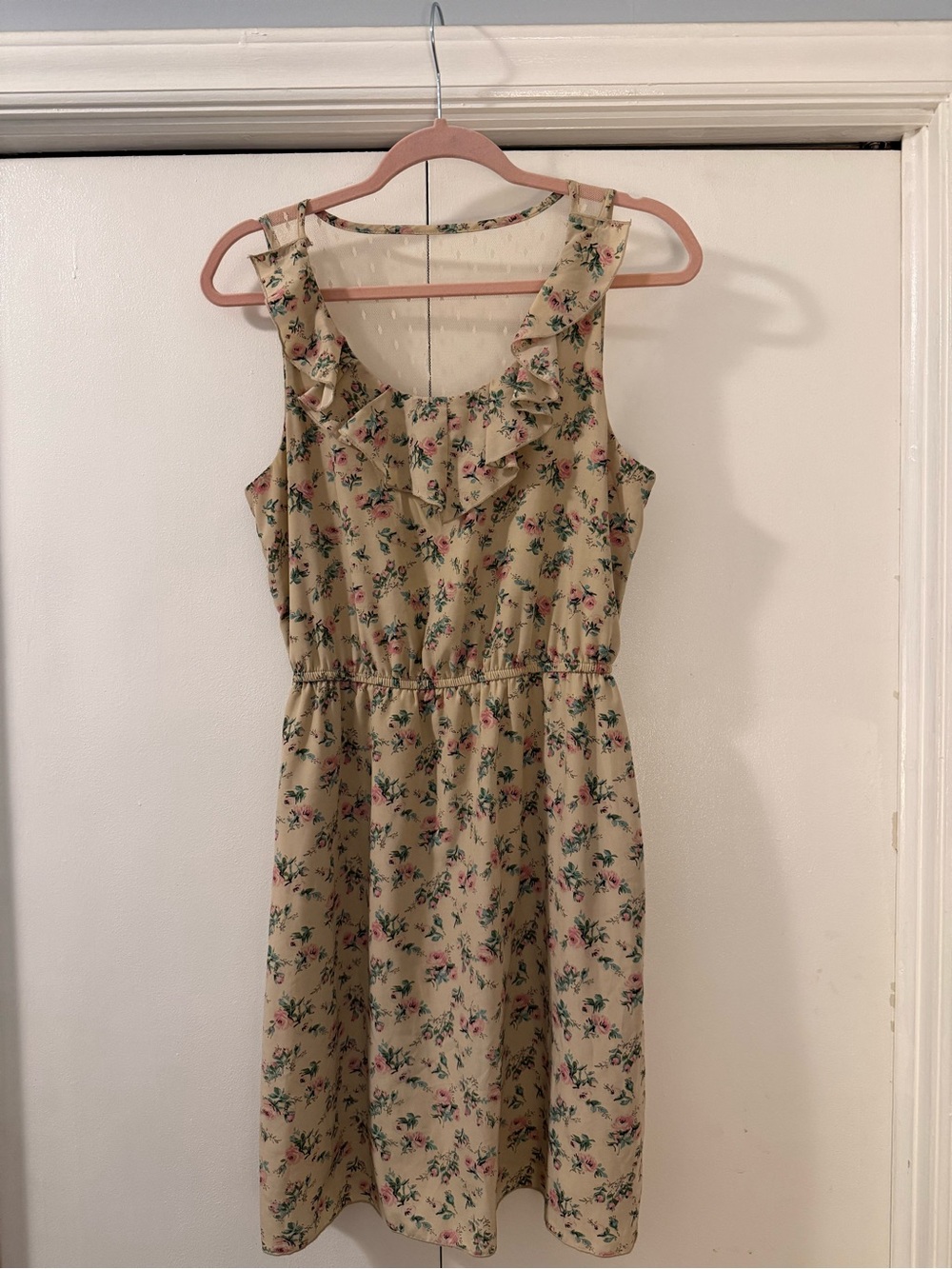 Maurices Cream Floral Ruffle Sundress